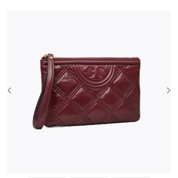 Tory Burch Fleming Soft Glazed Wristlet - Nebbiolo - Picture 2 of 2